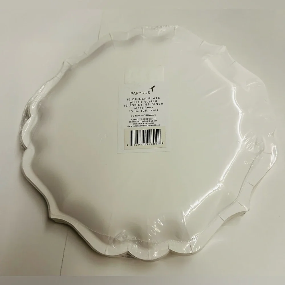 New 16 Papyrus Paper Plates Pink Floral Unusual Shape Gold Edges